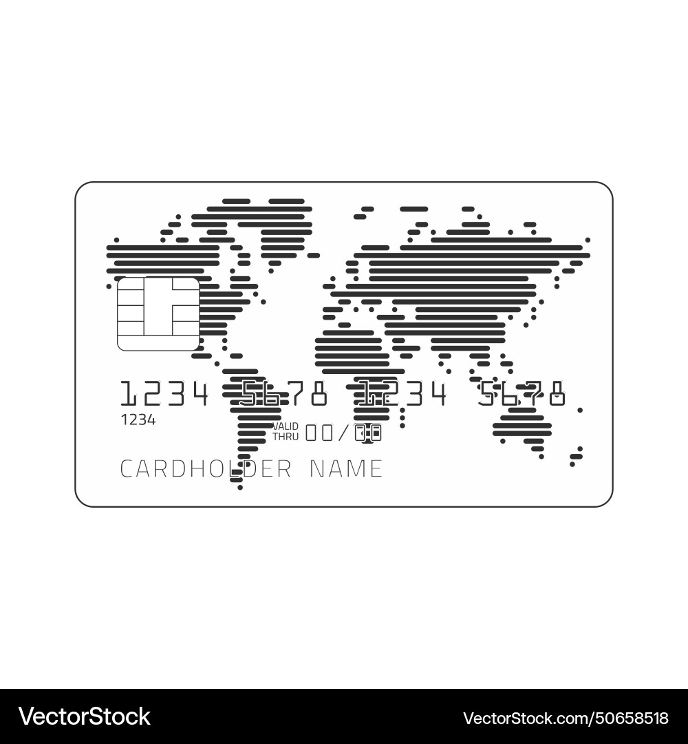 Silhouette credit card with worlds map empty Vector Image