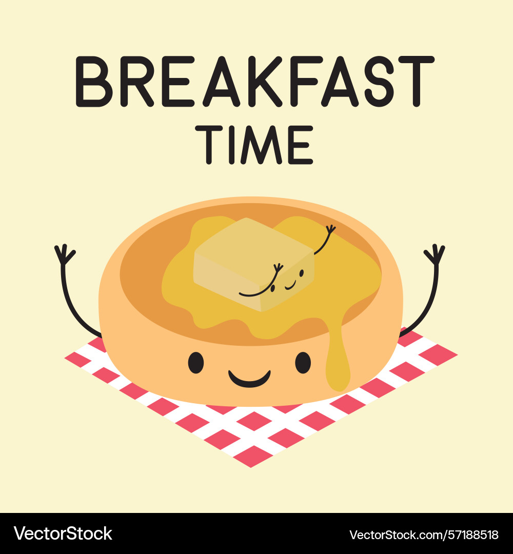 Smiling muffin with butter Vector Image