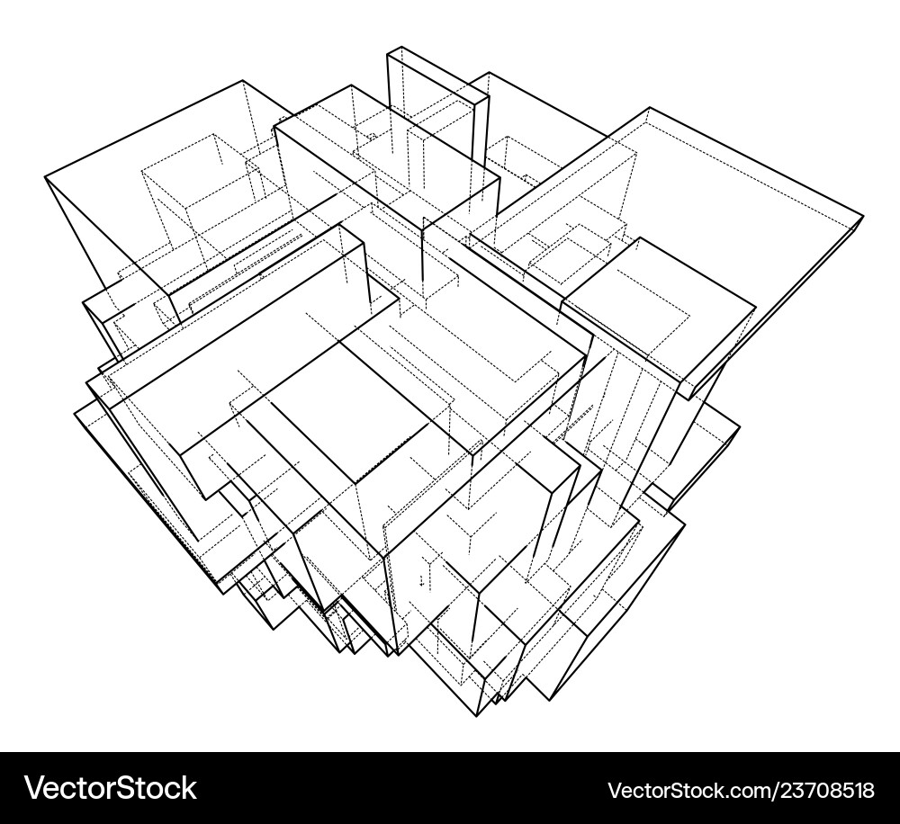 Wireframe boxes sketch style vector image