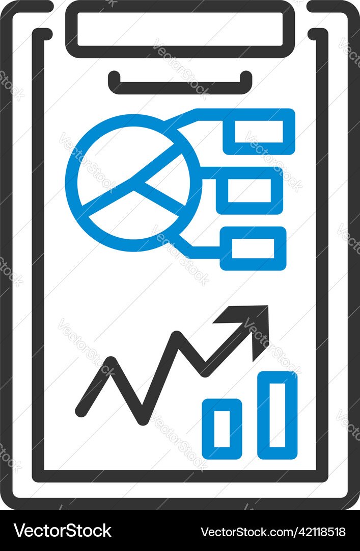 Writing tablet with analytics chart icon Writing tablet with analytics chart icon vector image