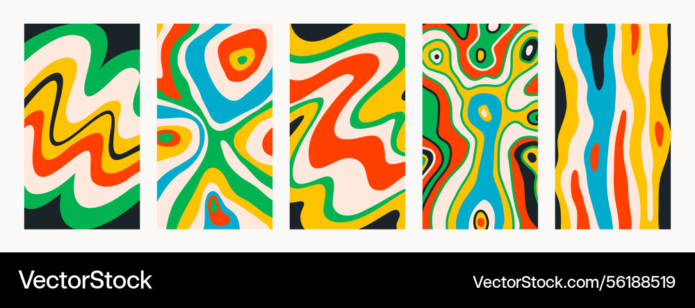 Abstract psychedelic pattern set groovy Abstract psychedelic pattern set groovy vector image