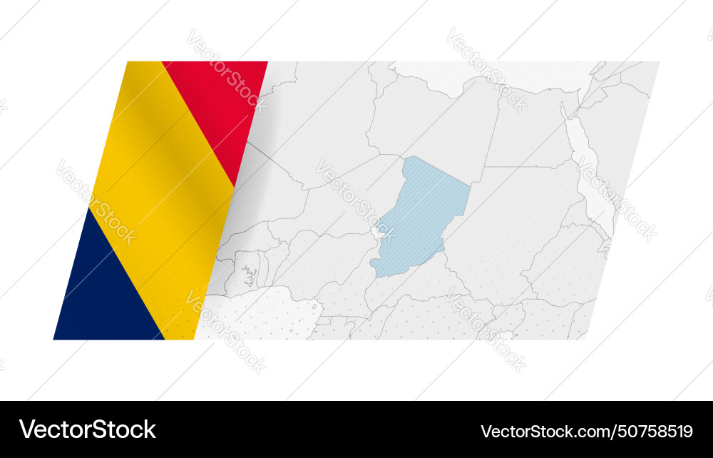 Chad map in modern style with flag vector image