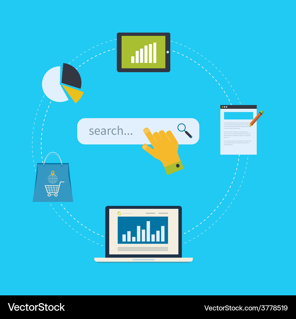 Concept of website analytics and seo data analysis Vector Image