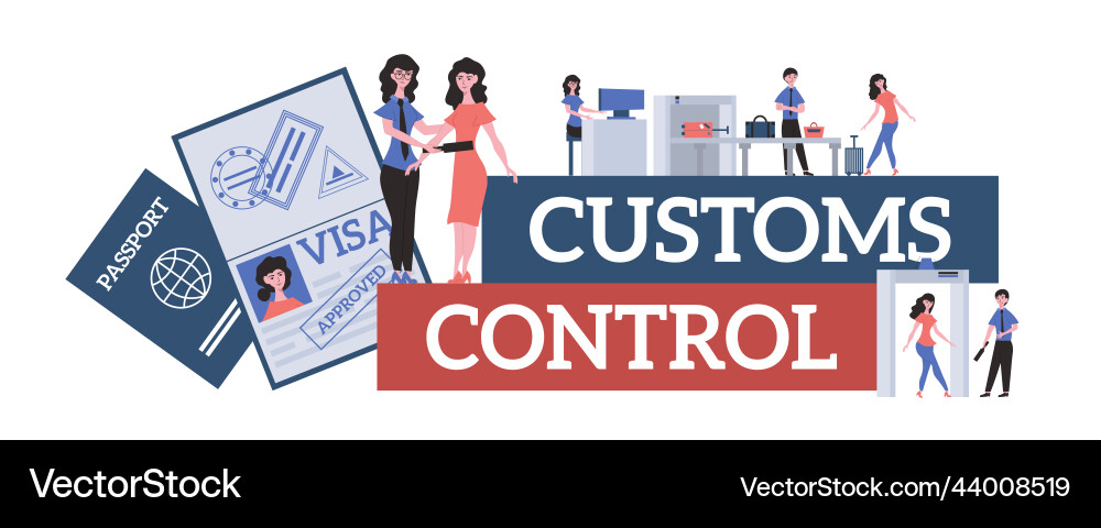 Customs flat text composition Royalty Free Vector Image