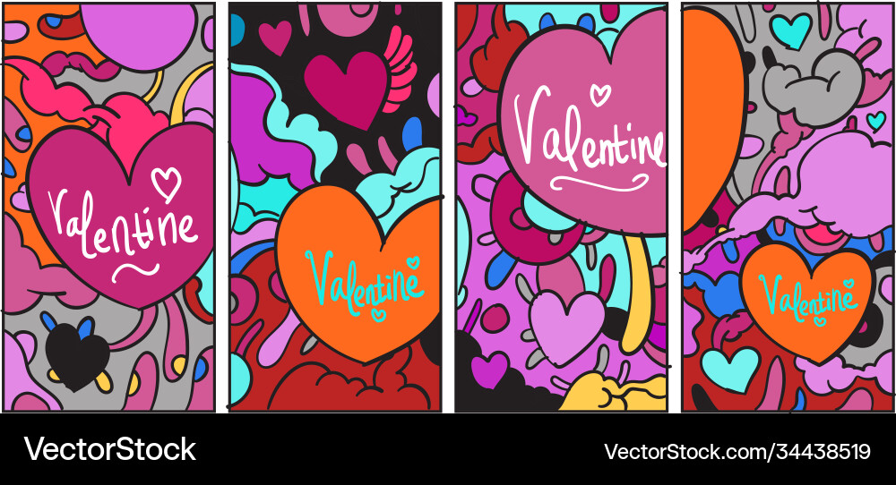 Doodle valentine Grußkarte für soziale Medien Doodle valentine Grußkarte für soziale Medien vektorbild