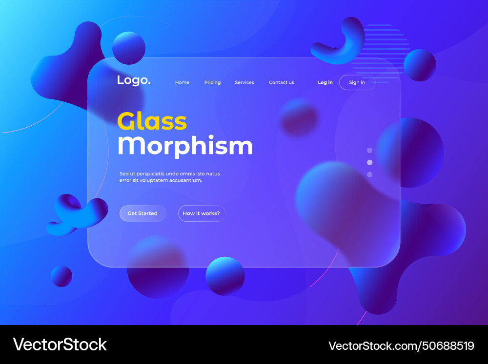 Modern glass morphism on blue background Modern glass morphism on blue background vector image