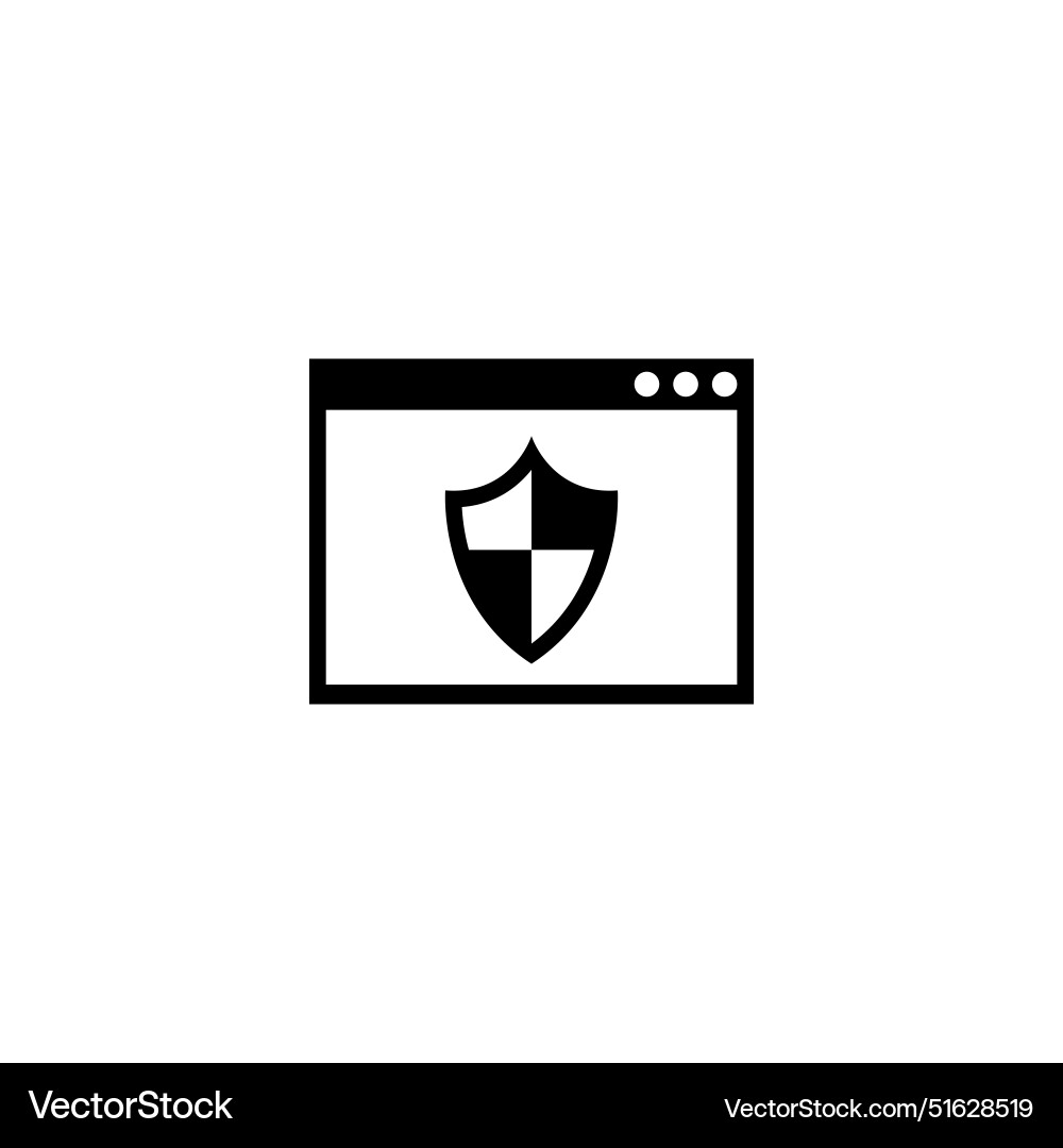 Modern shield icon within a web browser frame Modern shield icon within a web browser frame vector image