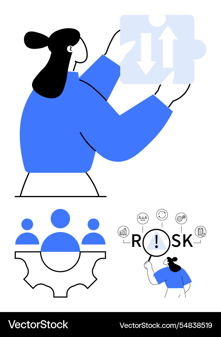 Person problem-solving with puzzle piece team Person problem-solving with puzzle piece team vector image