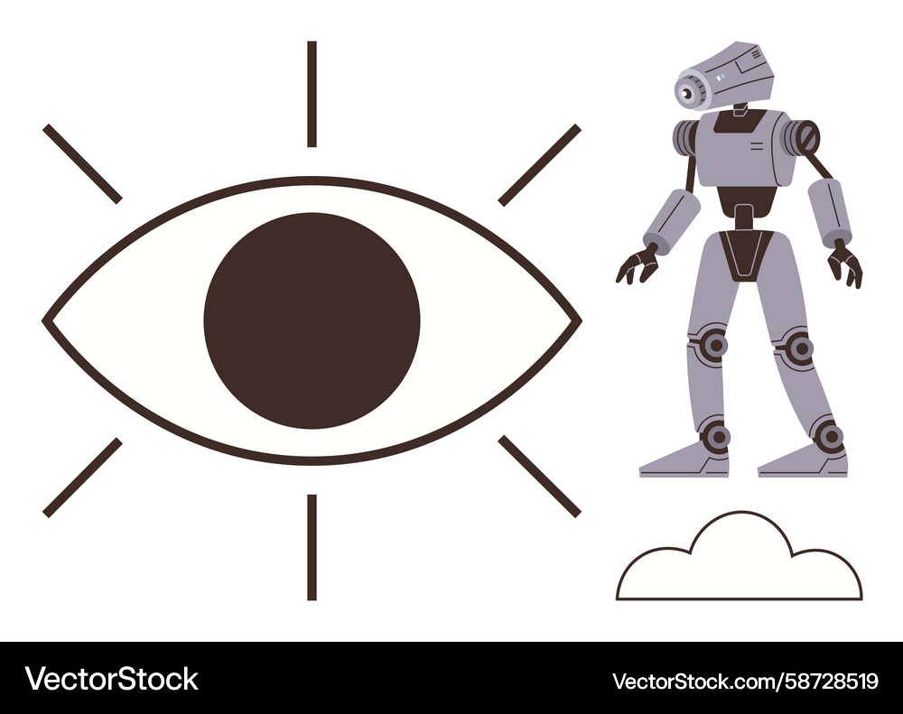 Robot and eye symbol representing artificial Vector Image