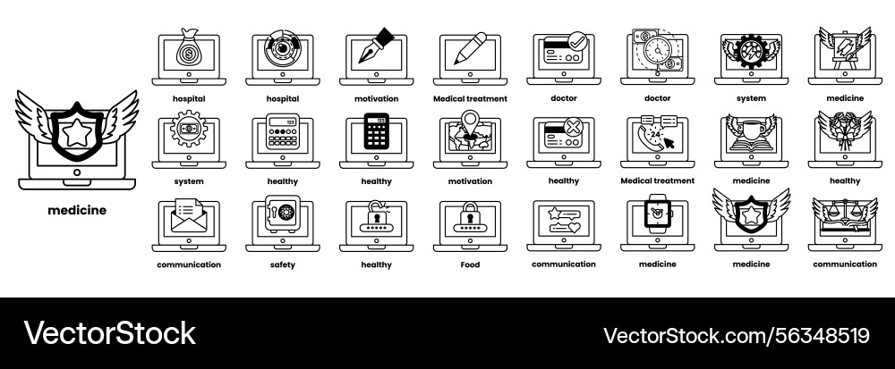 Set of in the concept computers and business Set of in the concept computers and business vector image