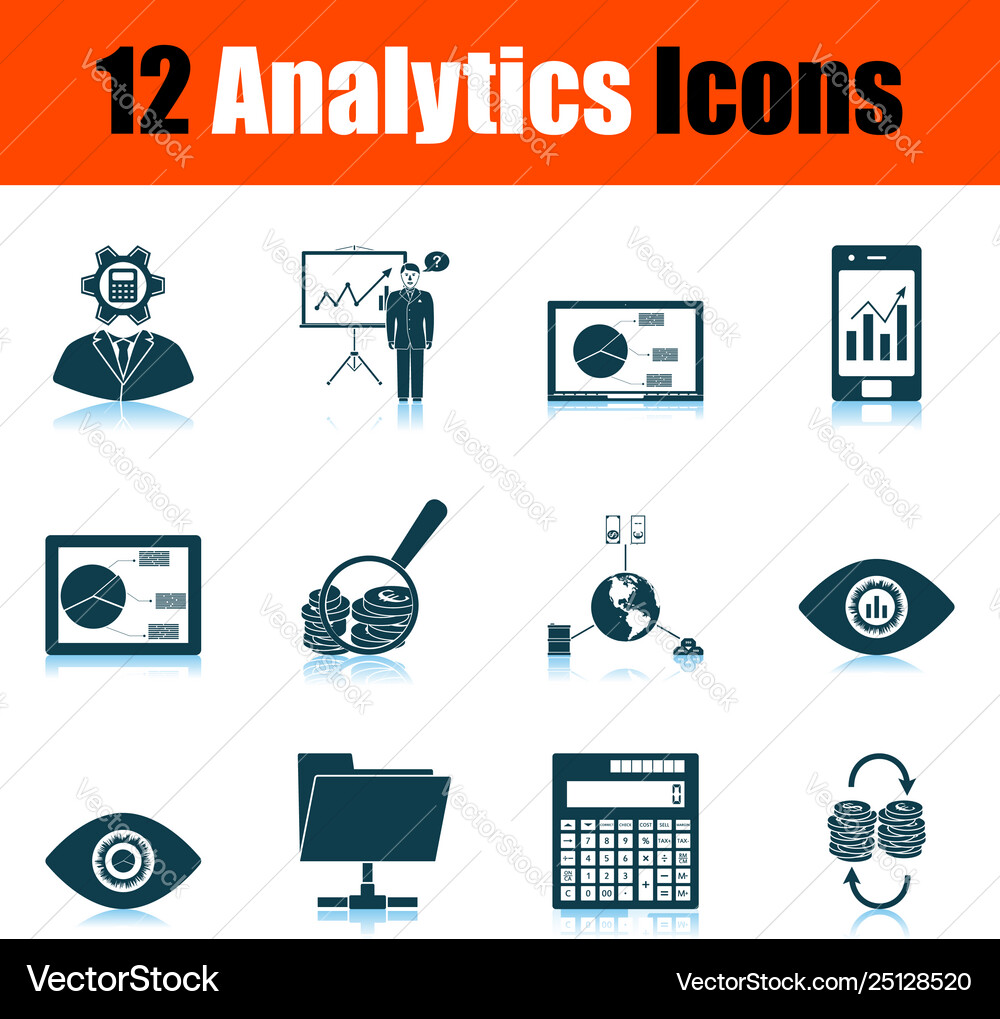 Analytics icon set vector image
