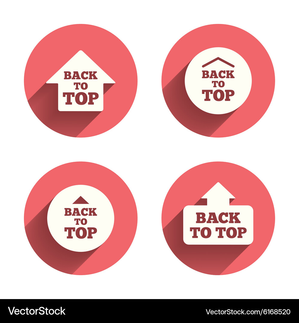 Back to top signs scroll up with arrow Vector Image