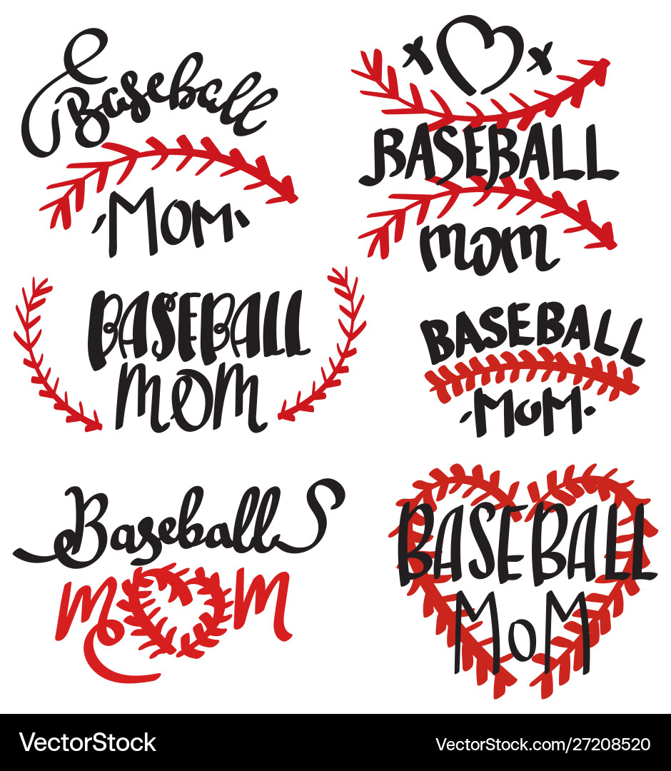 Baseball Mom Inscriptions Vector Image