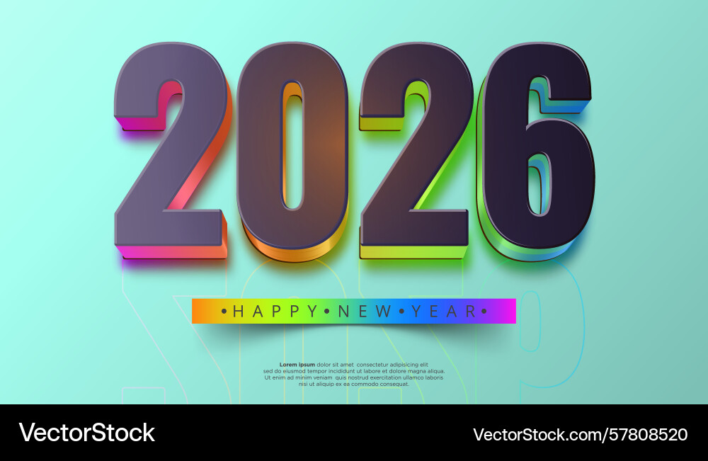 Bold 3d numerals 2026 with colorful gradient Vector Image