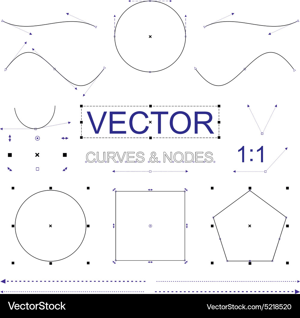 Curves and nodes interface elements Vector Image