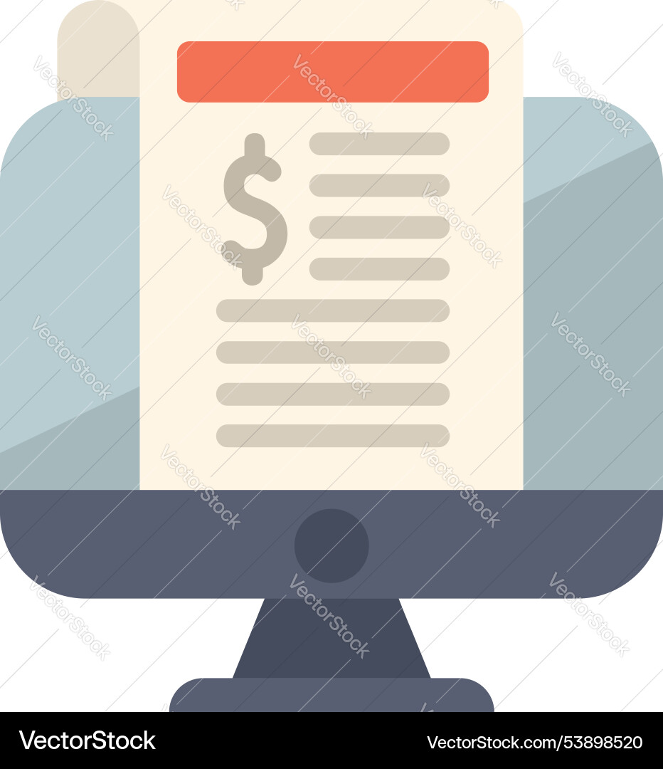 Desktop computer displaying financial report Desktop computer displaying financial report Vector Image