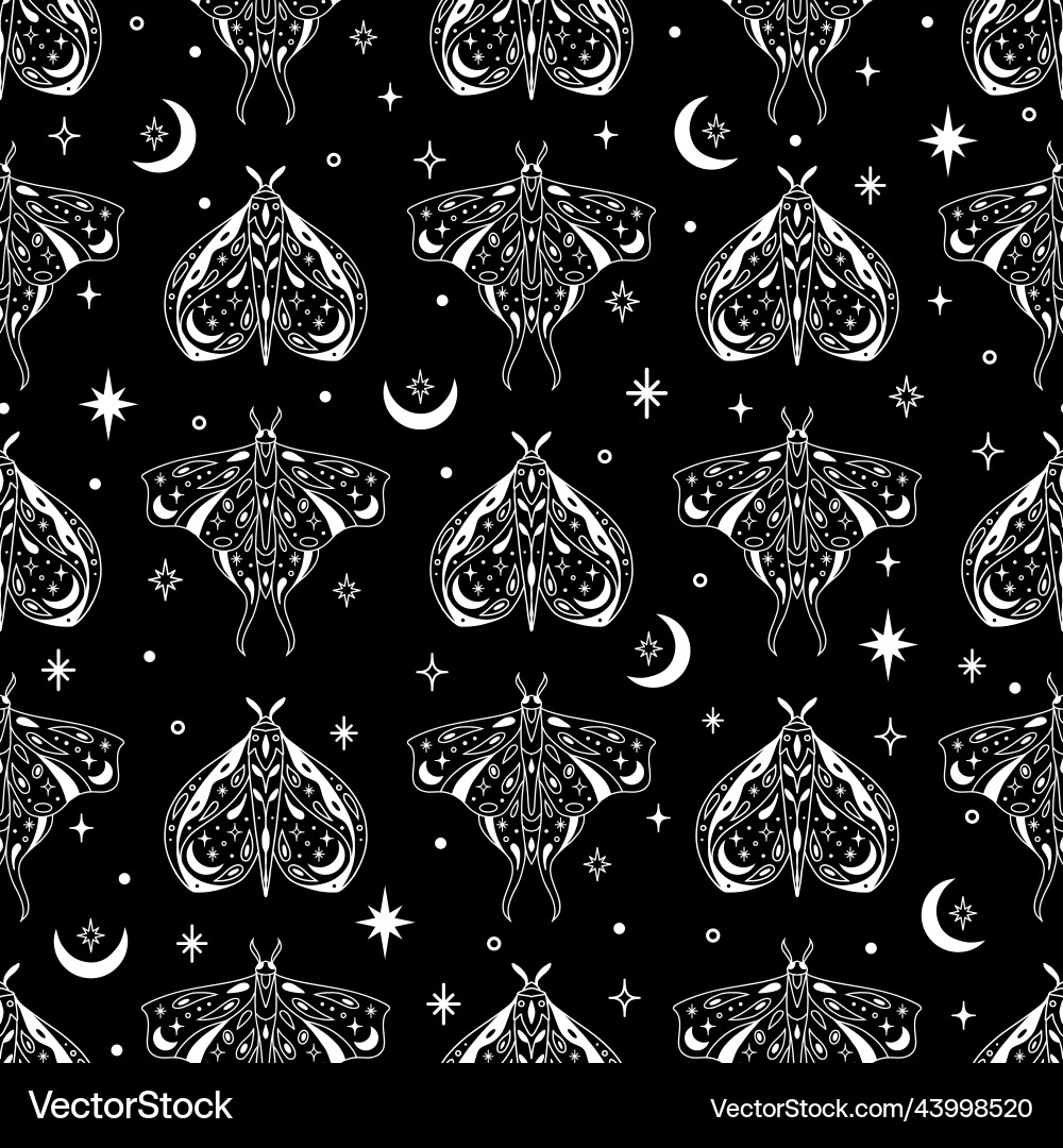 Magic celestial seamless pattern with moon stars Magic celestial seamless pattern with moon stars vector image