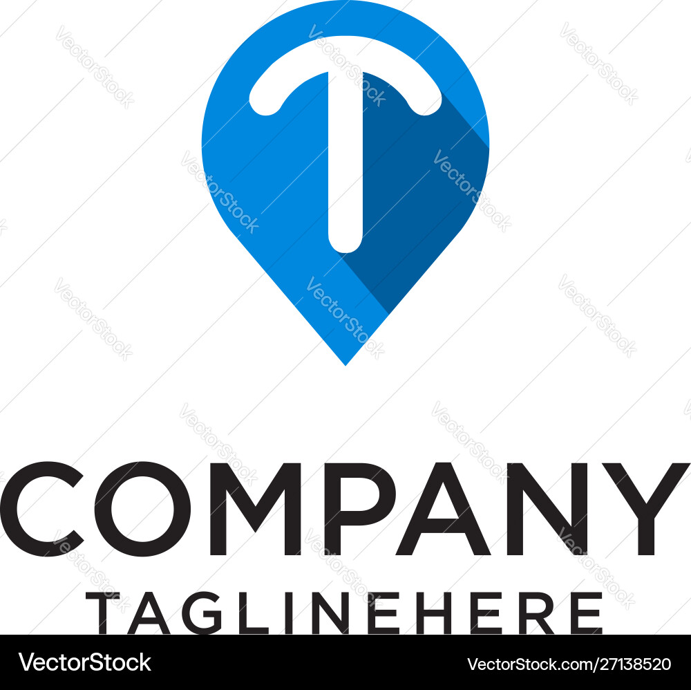 Map Pointer T Logo Concept vector image