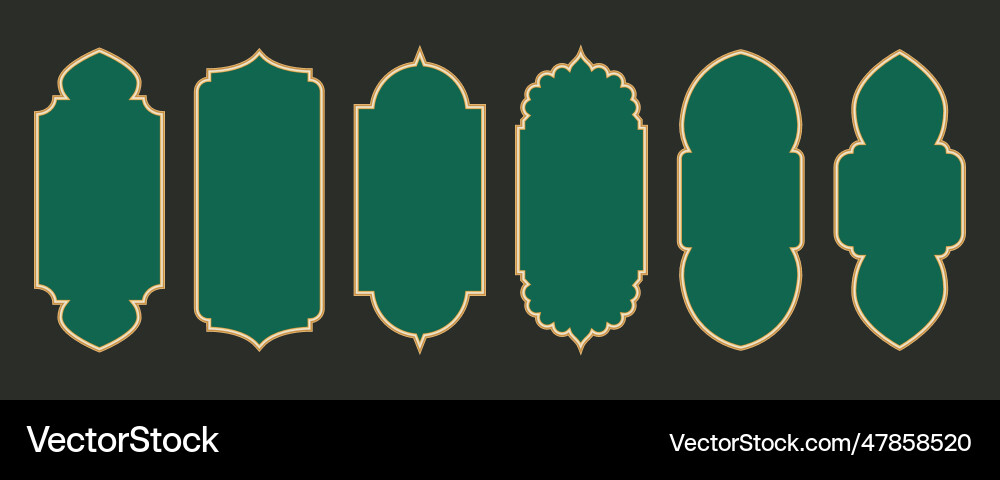 Ramadan frame shapes golden border with pattern Ramadan frame shapes golden border with pattern vector image