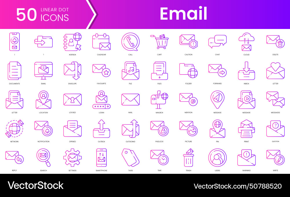 Set of email icons gradient style icon bundle vector image