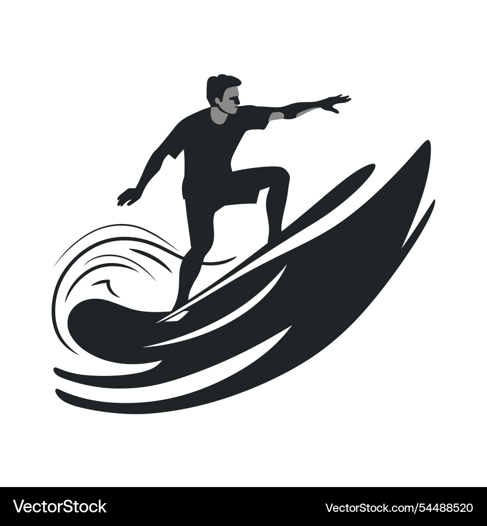 Surfer riding a large wave in dynamic ocean Surfer riding a large wave in dynamic ocean Vector Image