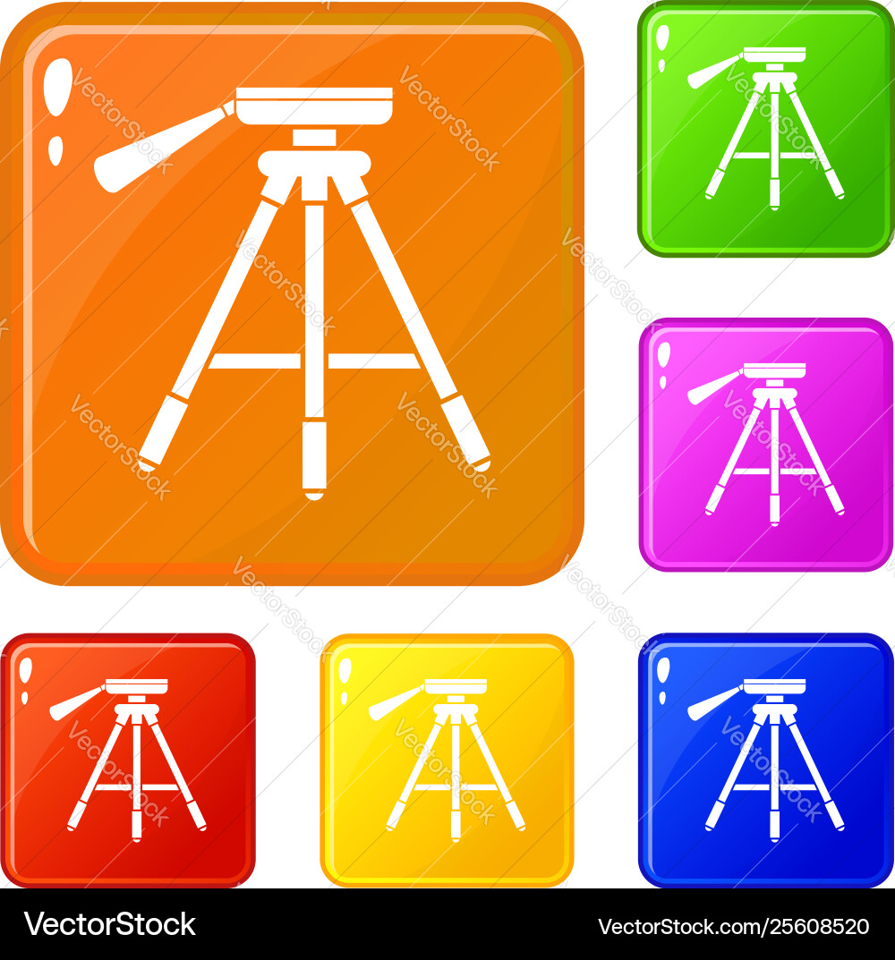 Tripod icons set color Vector Image