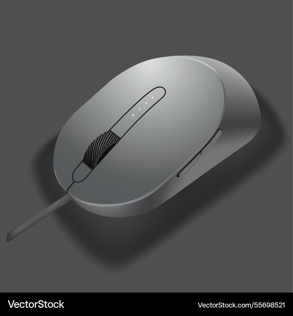 Computer black mouse isolated on gray background vector image