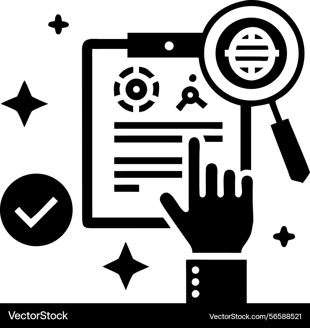 Document analysis and verification concept Vector Image