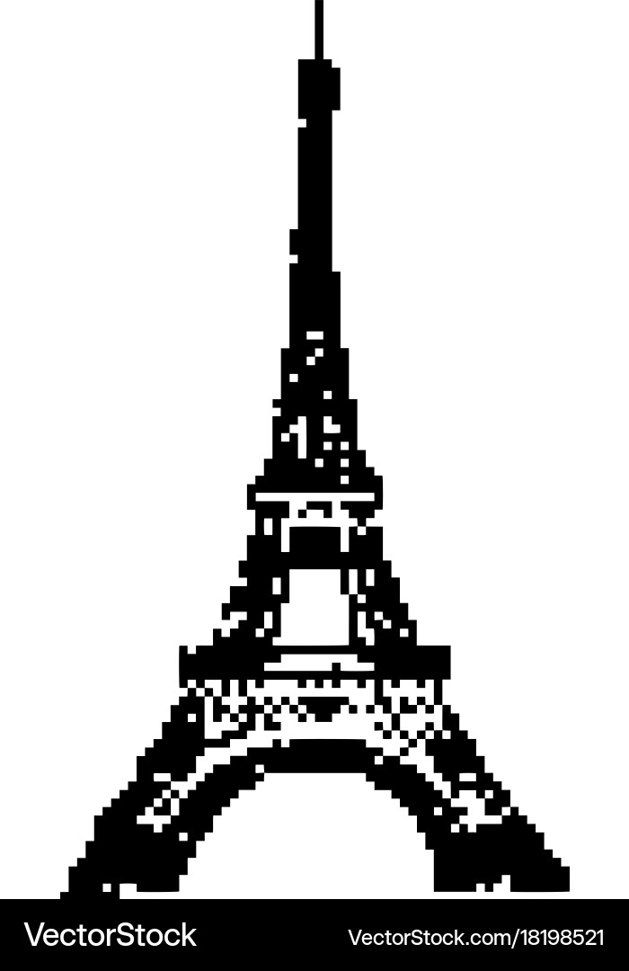 Eiffel tower 8 bit minimalistic pixel art vector image