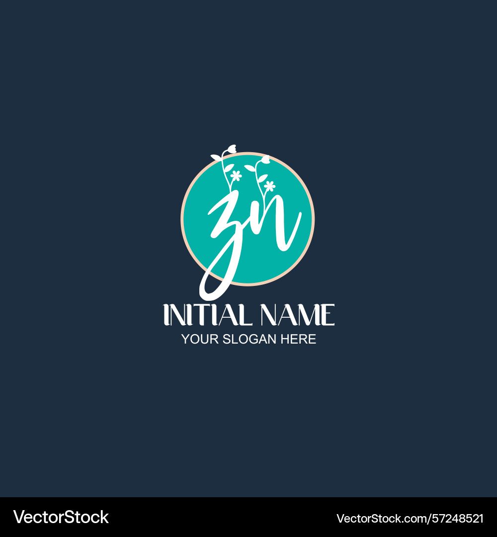 Elegant zn initial logo design with botanical Vector Image
