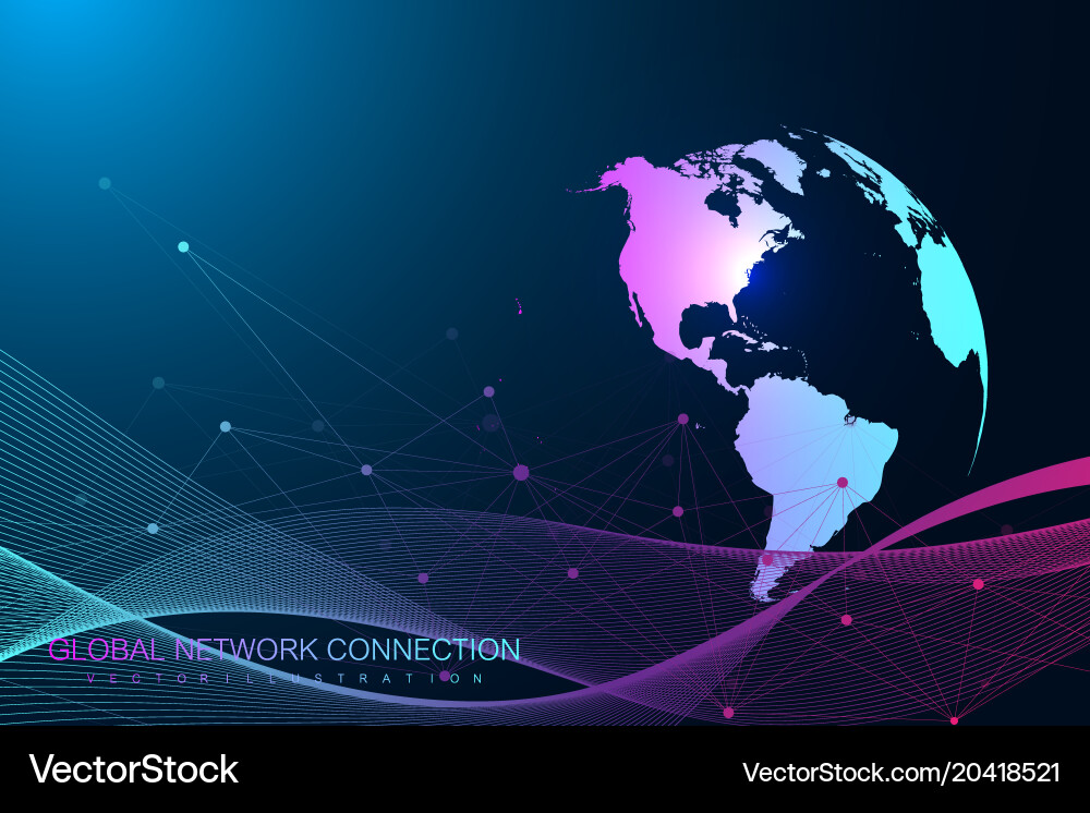 Global network connection and big data vector image