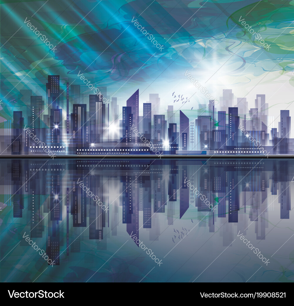 Night city skyline Royalty Free Vector Image - VectorStock