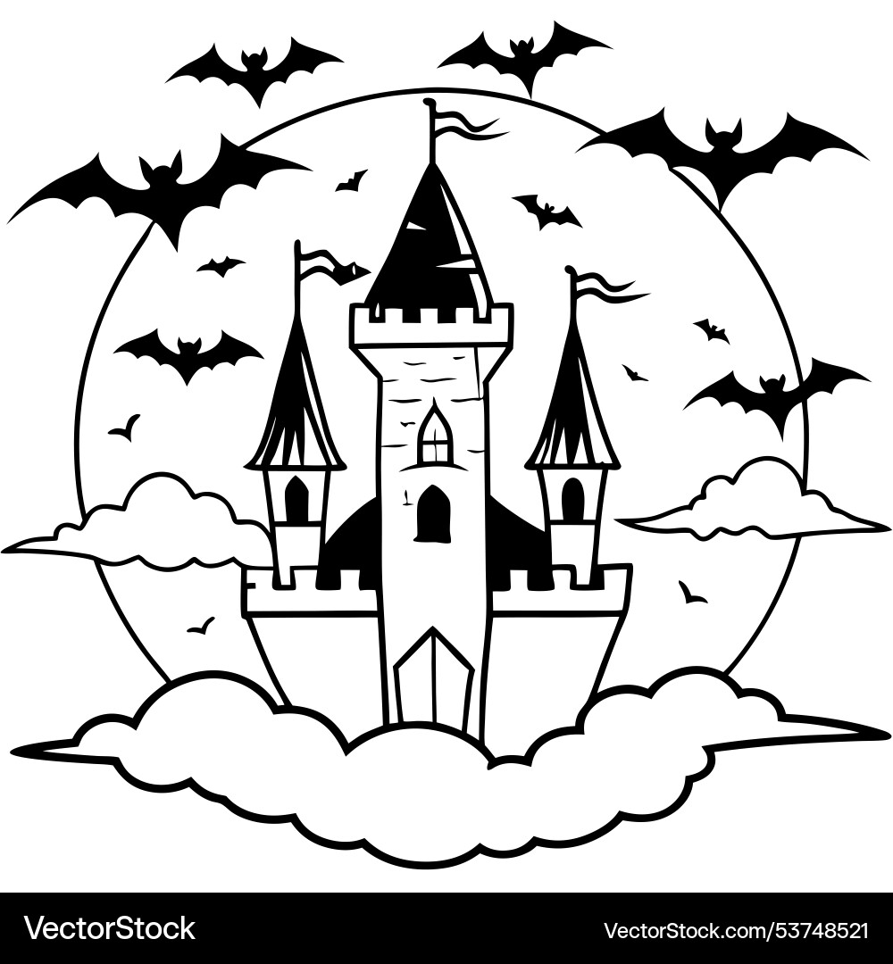Scary halloween castle - dark spooky place Vector Image
