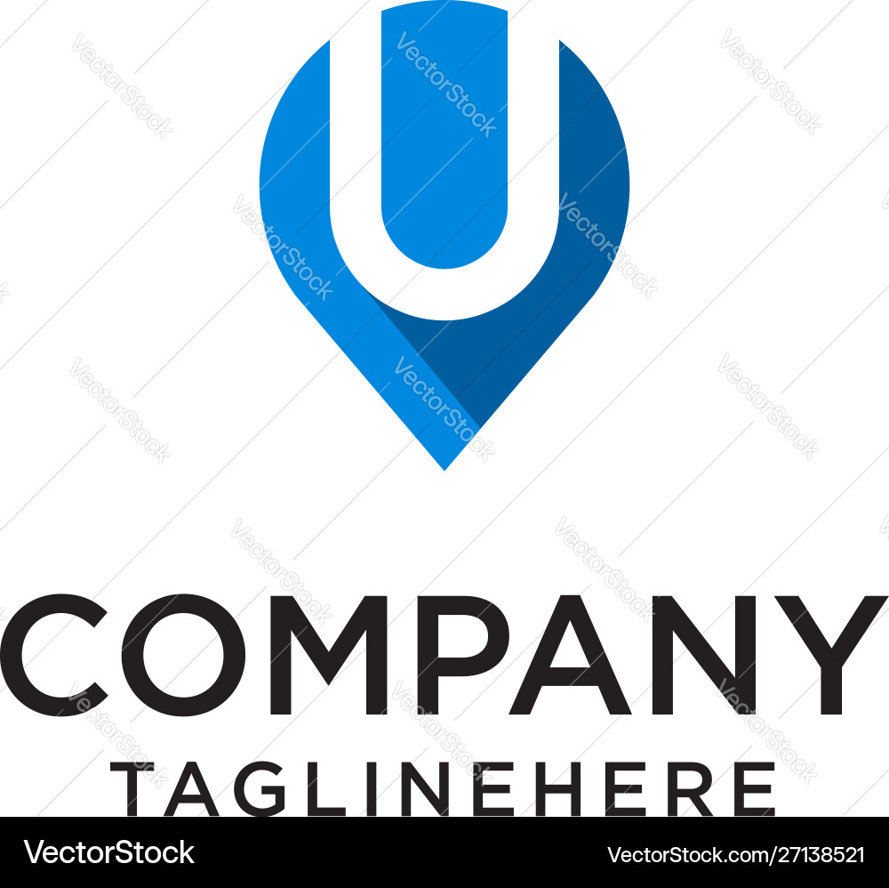 U Shape Map Pointer Logo vector image