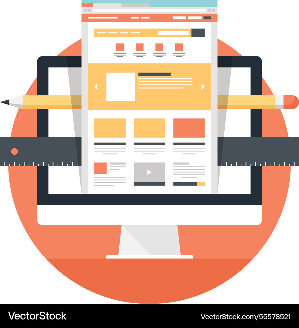 Web design and development flat icon concept Web design and development flat icon concept vector image