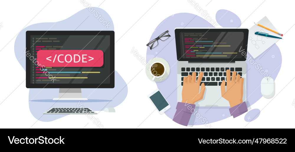 Code-Programmierung auf Computer-Laptop-Symbol Code-Programmierung auf Computer-Laptop-Symbol vektorbild