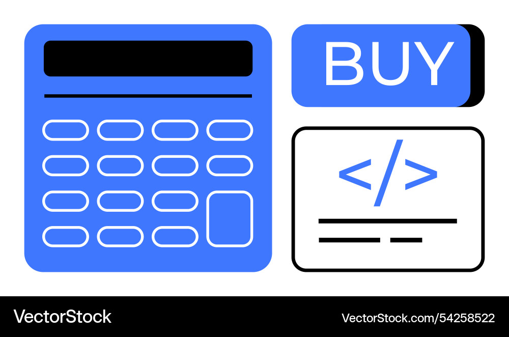 Digital calculator with buy button and code Digital calculator with buy button and code vector image