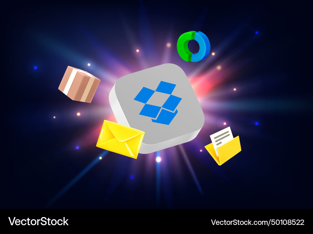 Dropbox App 3d-Symbol mit verschiedenen Elementen Dropbox App 3d-Symbol mit verschiedenen Elementen vektorbild