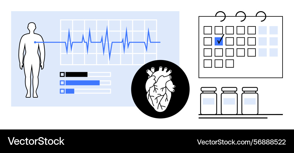 Healthcare monitoring with heartbeat graph Vector Image