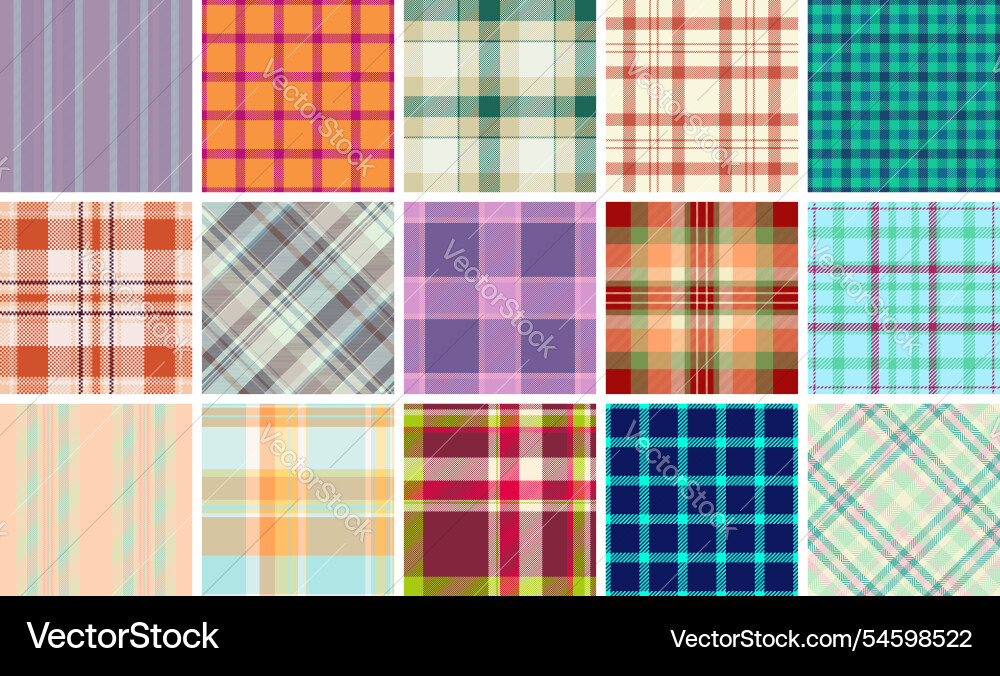 Plaid pattern set with rustic charm ideal Plaid pattern set with rustic charm ideal Vector Image