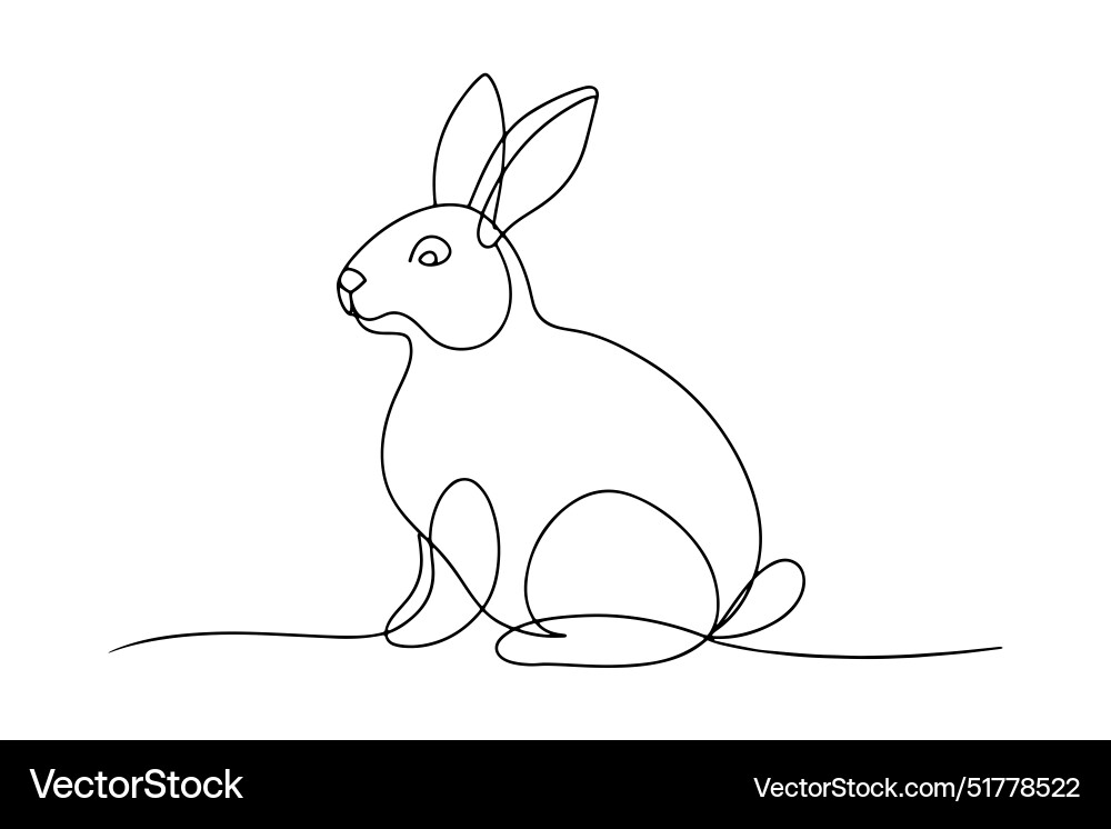 Rabbit continuous line art on white background Vector Image