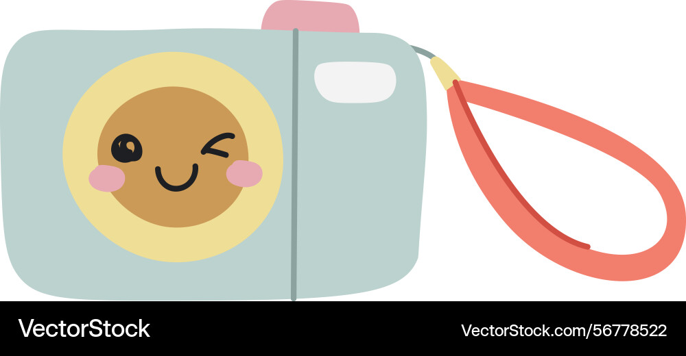 Smiling camera character Smiling camera character Vector Image