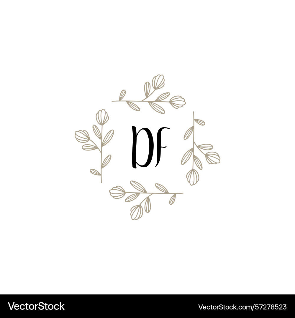 Botanical monogram logos with initial df Vector Image