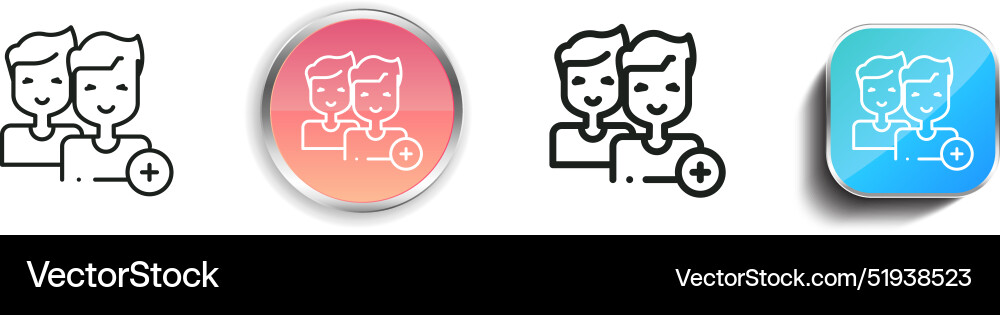 Boys icon thin linear regular and button style Boys icon thin linear regular and button style Vector Image