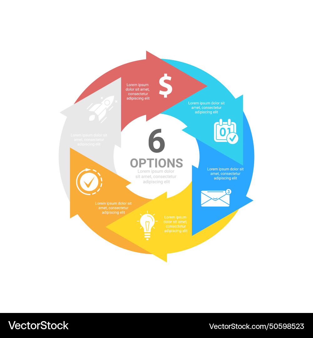 Circle business infographic template with 6 steps Vector Image