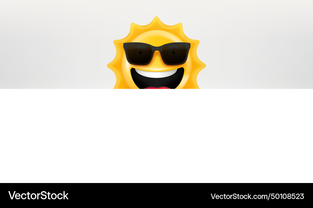Cute happy sun emoji with sunglasses looking Cute happy sun emoji with sunglasses looking vector image