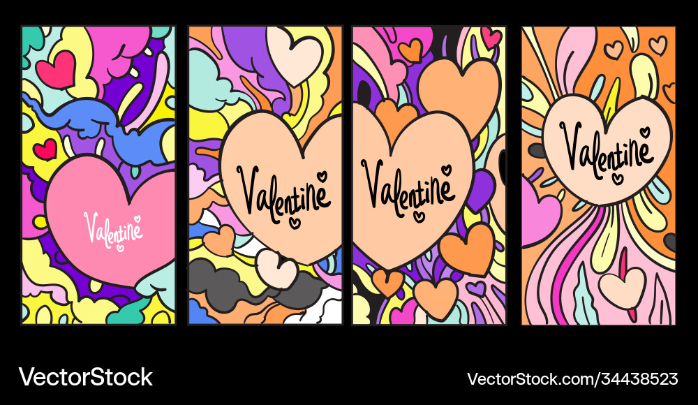 Doodle valentine Grußkarte für soziale Medien Doodle valentine Grußkarte für soziale Medien vektorbild