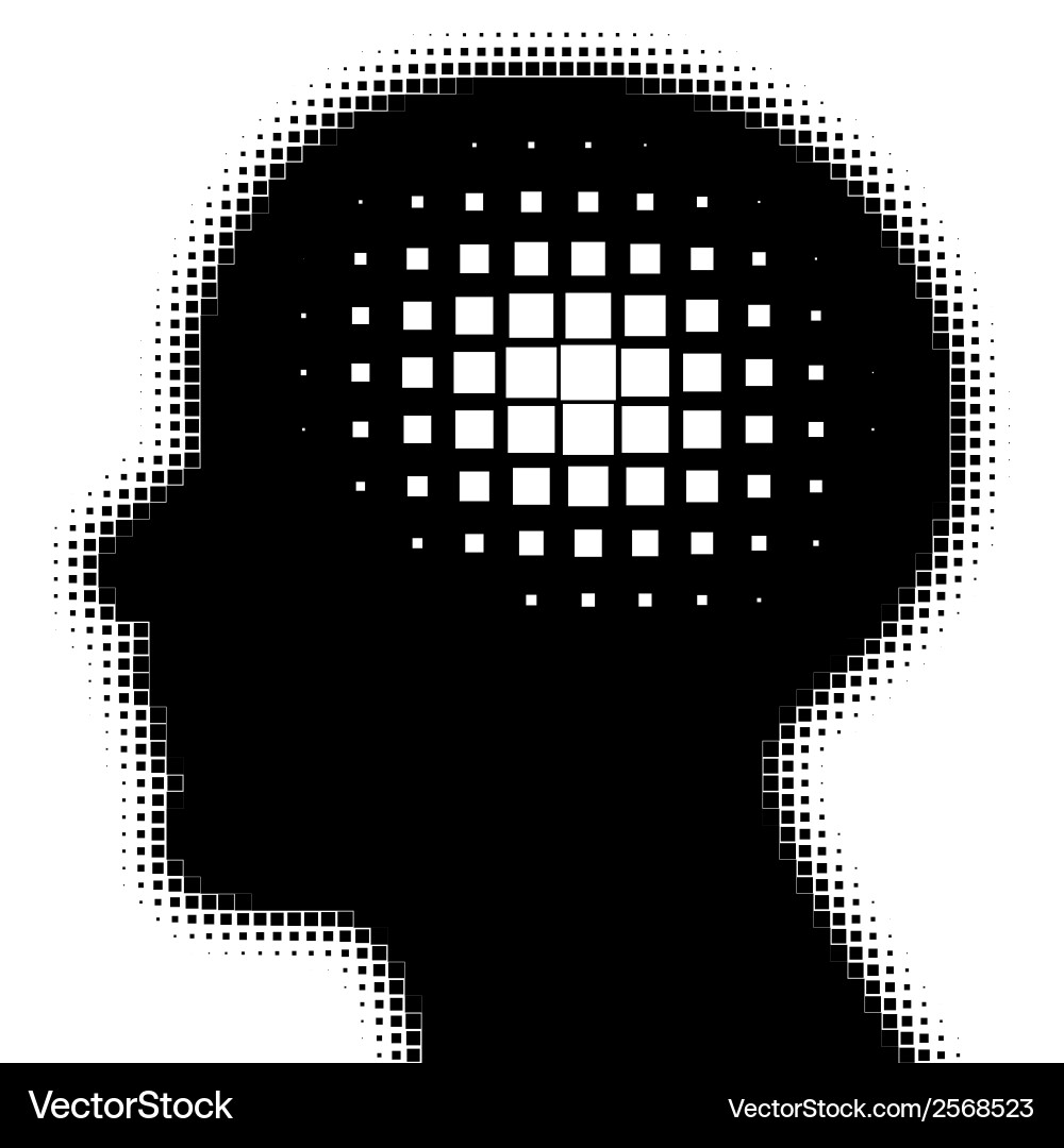 Pixeated profile with idea symbol vector image