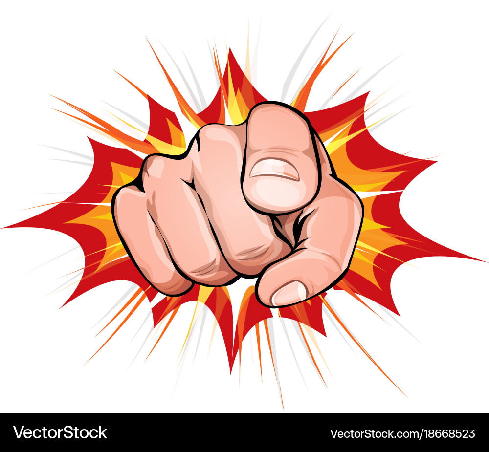 Pointing finger on explosion background Royalty Free Vector