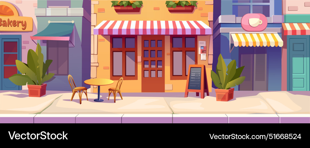 City Street Cafe Scene Royalty Free Vector Image